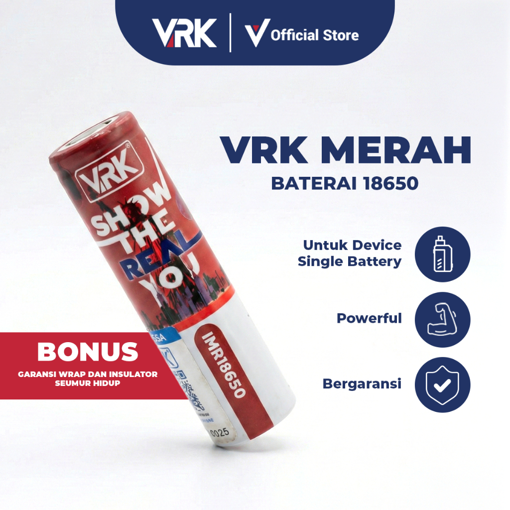 VRK 18650 2500MAH BATTERY VRK BATERAI VRK 2500MAH by VRK MERAH