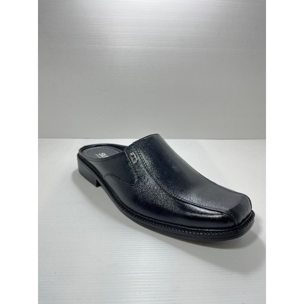 Sepatu sandal kulit slop bustong pria Suntour SVK 58 Hitam
