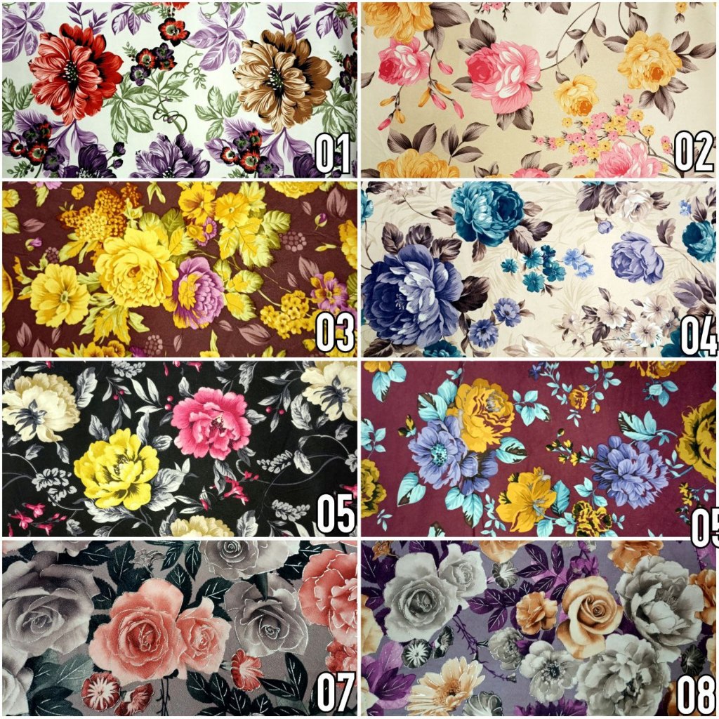 Kain Bludru Beludru Velvet Printing Motif Bunga Kembang - Denzo (Sofa, Kursi, Jok, Furniture, Mebel,