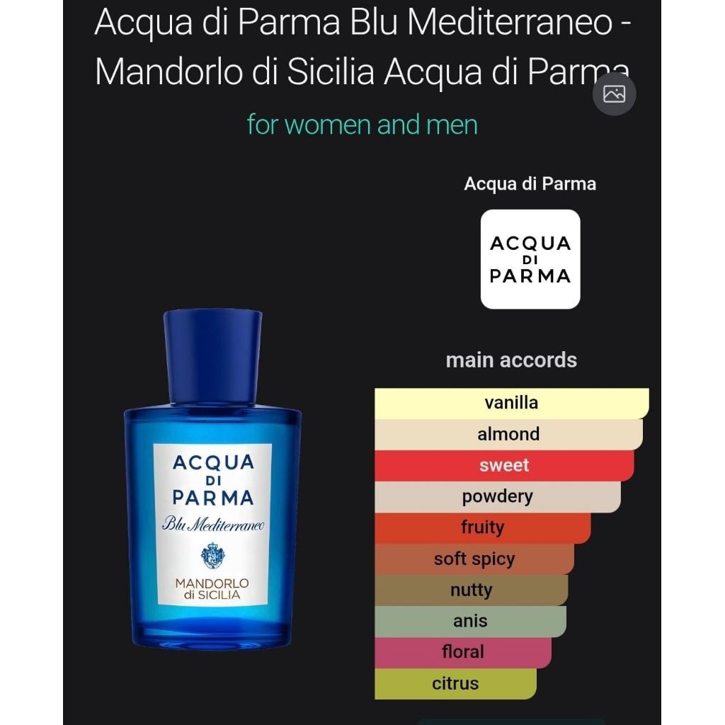 [PARK CHANYEOL LOEY EXO PERFUME] - ACQUA DI PARMA var  Blu Mediterraneo Mandorlo di Sicilia ( sweet 