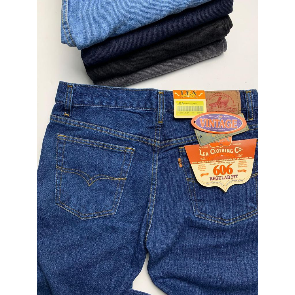 promo Celana Jeans Panjang Pria LEA 606 Standar Reguler Basic Original Hight Quality Size 28-44