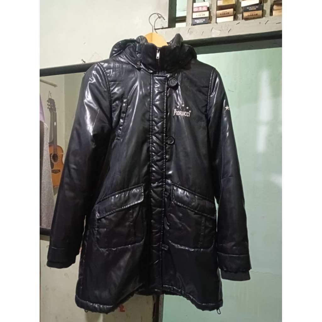 FIORUCCI Embroidery Small Logo Black Puffer Jacket Down