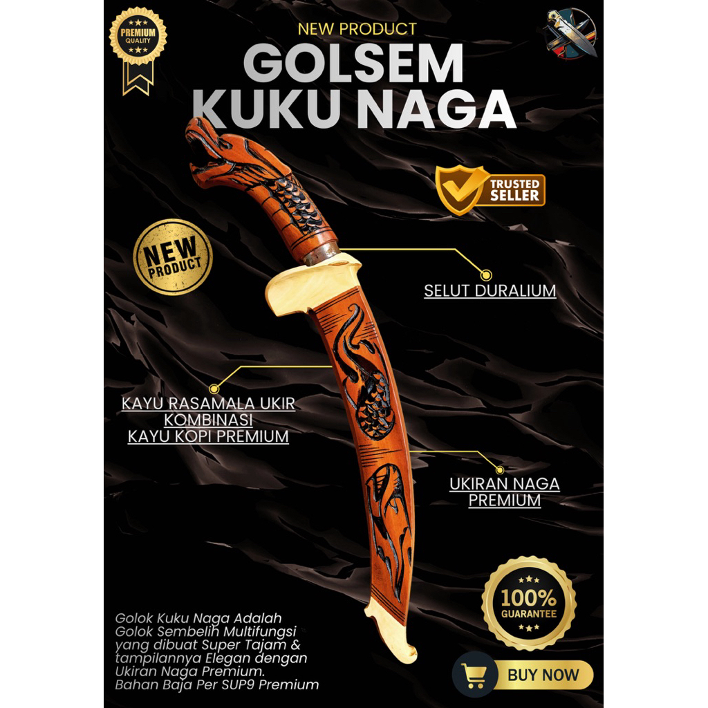 [BILAH_PISAU] GOLOK SEMBELIH KUKU NAGA GOLOK BAJA SUPER TAJAM Bahan Baja Per SUP9 Asli Original