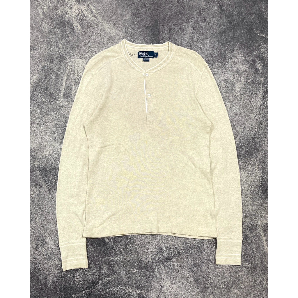 VTG POLO RL HALF BUTTON KNIT SLEEVE