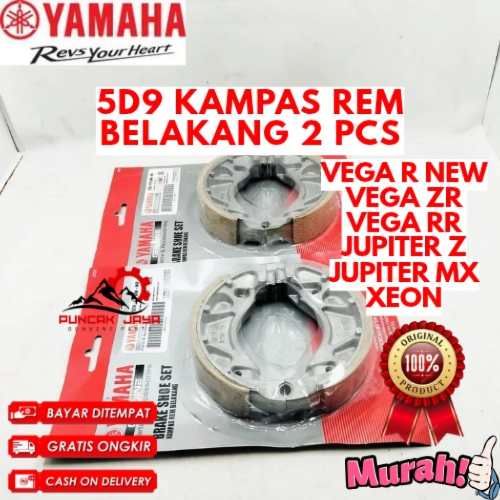 KAMPAS REM BELAKANG 2 PCS ORIGINAL YAMAHA KODE 5D9, KAMPAS REM BELAKANG VEGA R NEW, KAMPAS REM BELAK