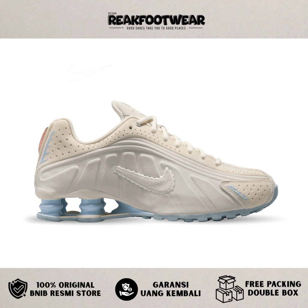 Nike W Shox R4 SE Pale Ivory Celestine Blue 100% Authentic - IH3572-110