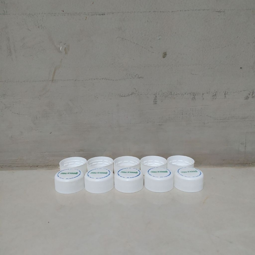 10pcs Tutup Botol Plastik You C1000 Warna Putih Bekas Bersih
