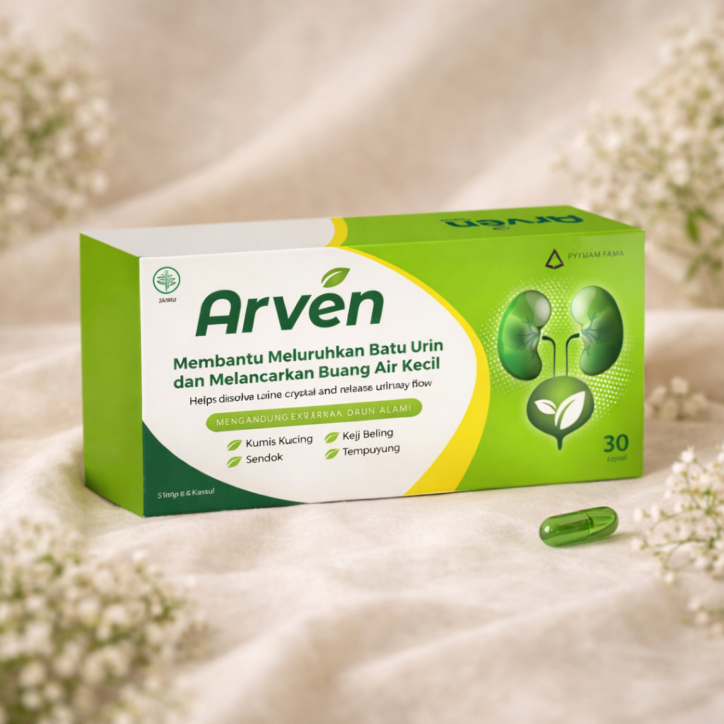 Arven Box 30's Kapsul Pyridam - Obat Peluruh Batu Ginjal / Obat Pelancar Buang Air Kecil / Meluruhka