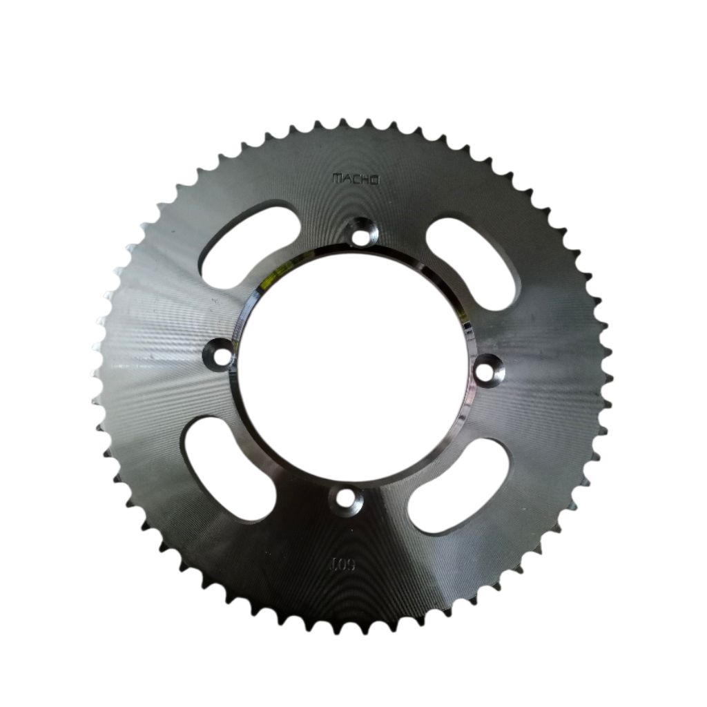 GIR GER GEAR BELAKANG KLX 150 D-TRACKER 150 UKURAN 60T KETEBALAN 428 LUBANG BAUT 4 MERK MACHO