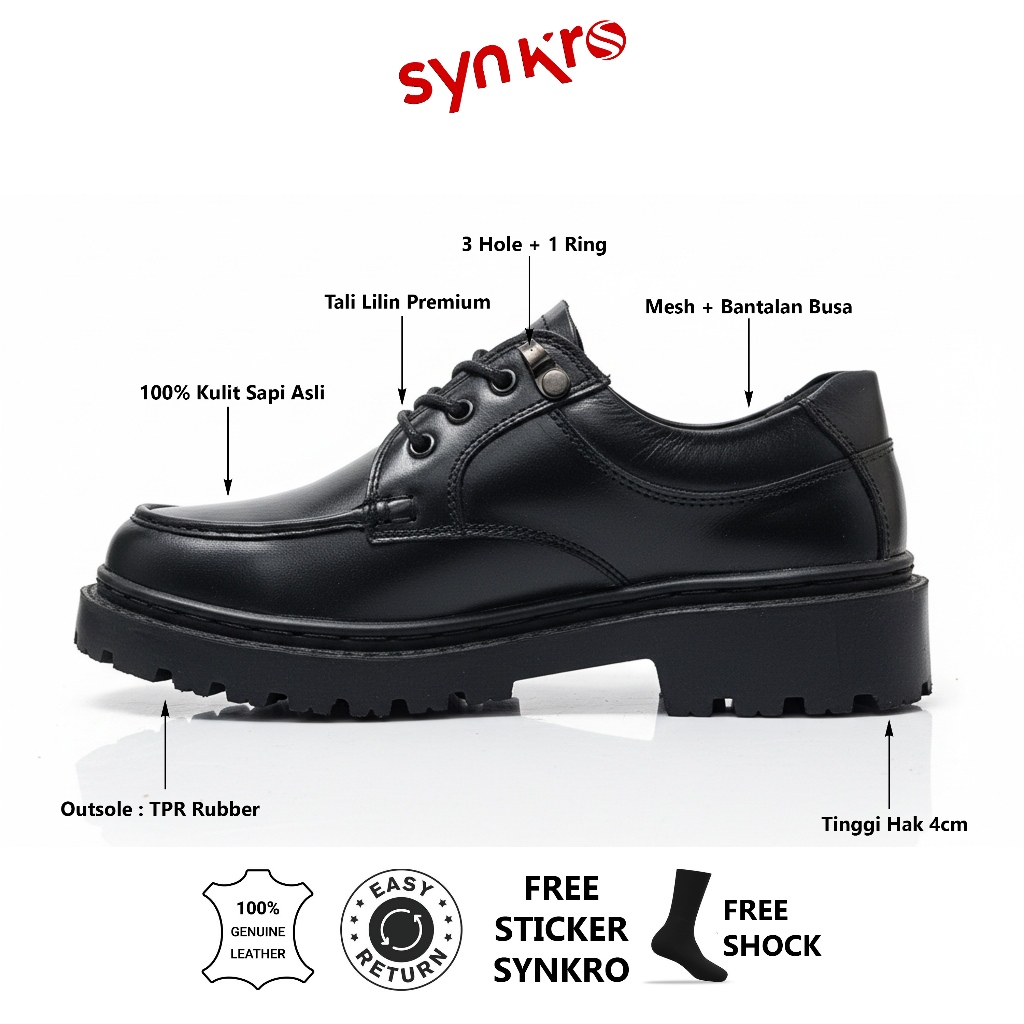 39-43 Synkro KATARIK - Sepatu Pria Formal Oxford Original Kulit Asli