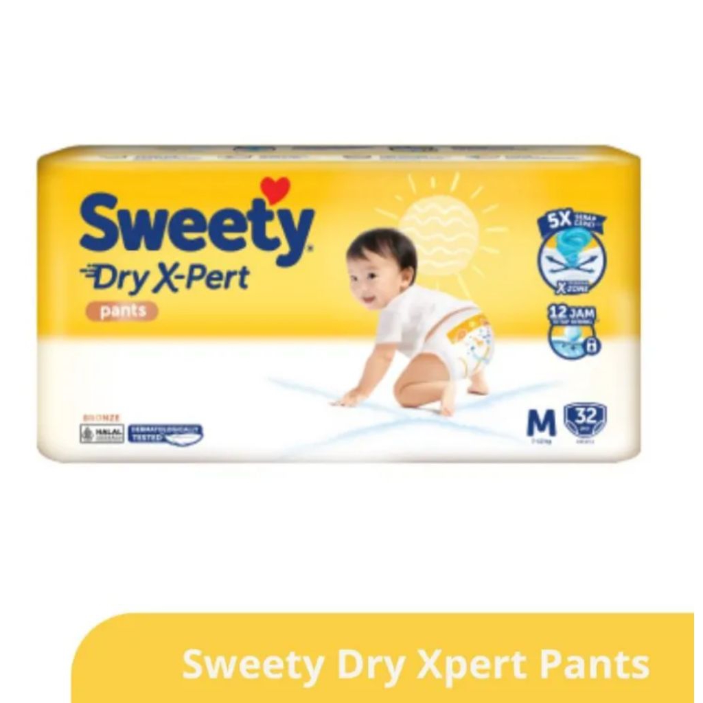 Popok celana Bayi Sweety Dry X-Pert Ukuran M-32 pants.