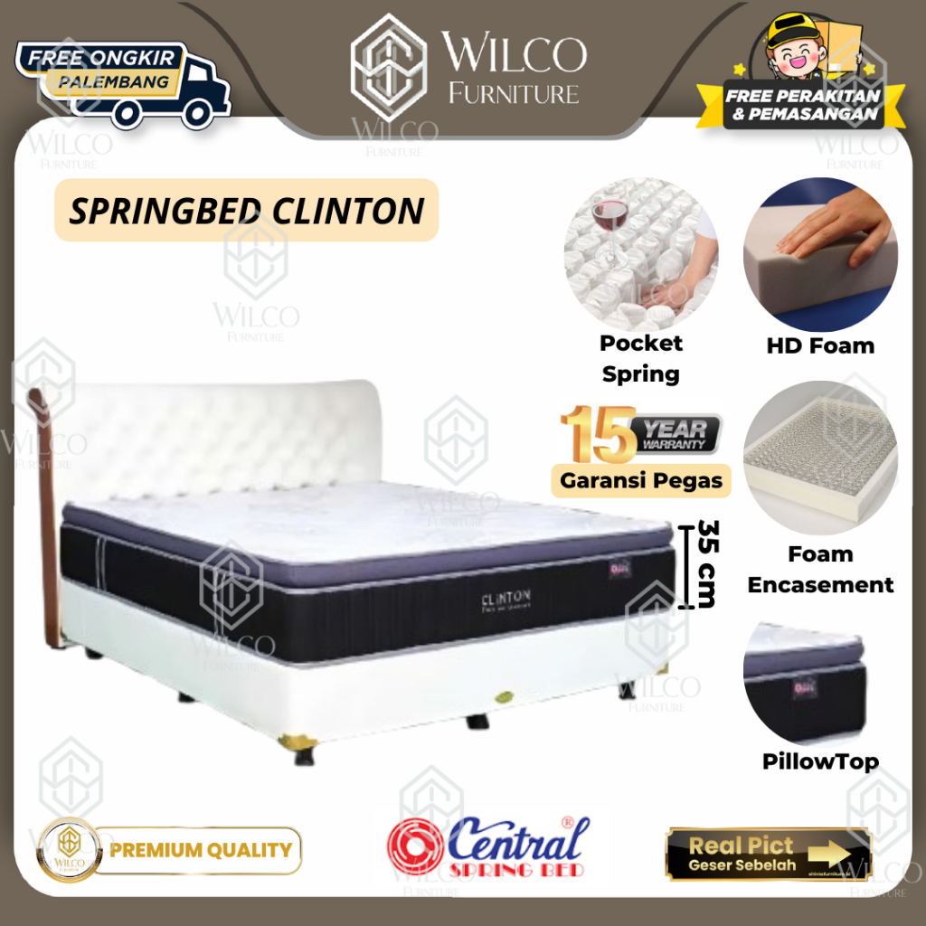 Kasur Springbed Clinton Central Foam / Matras Tidur Central PlushTop - Matras Aja, 120x200