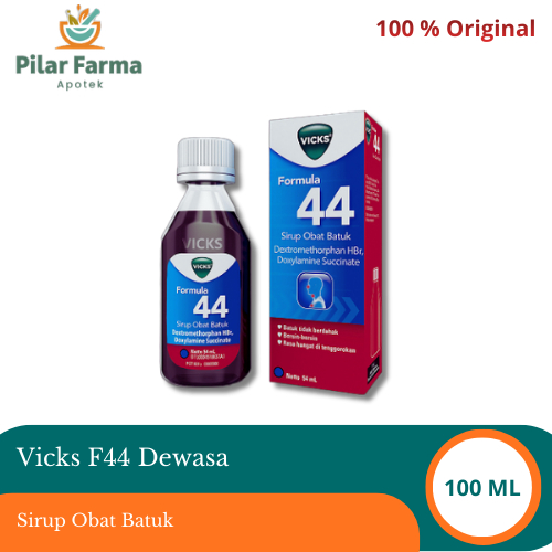 Sirup Obat Batuk Dewasa Vicks Formula 44 - Meredakan Batuk Kering & Bersin