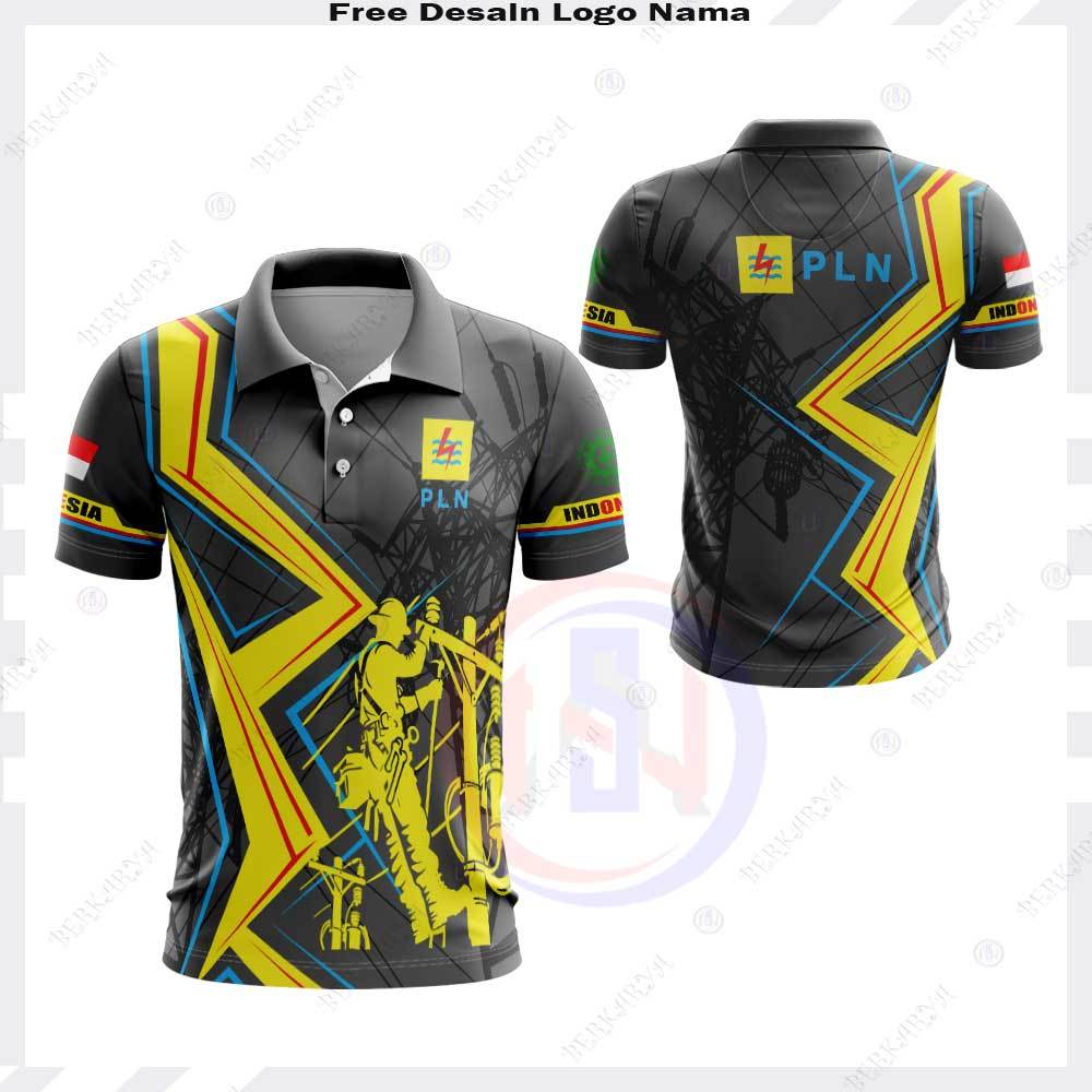 Baju PLN Polo Lengan Pendek / Kaos Polo Pria Jersey PLN Fullprint / Kaos PLN Free Custom