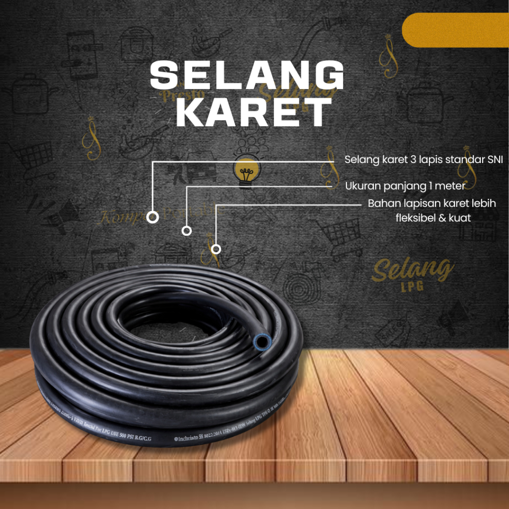 SELANG GAS ELPIJI 500 PSI 3 Lapis | Selang Gas LPG Anti Minyak, Anti Api, Anti Tikus, Anti Ngewess