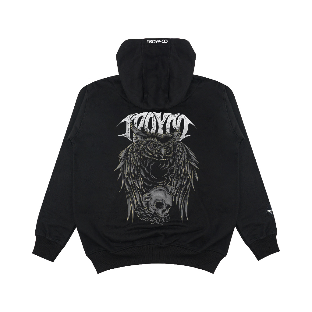 Troy Company Hoodie Black Reaper Owl - Hoodie Pria Hitam KHD 2199
