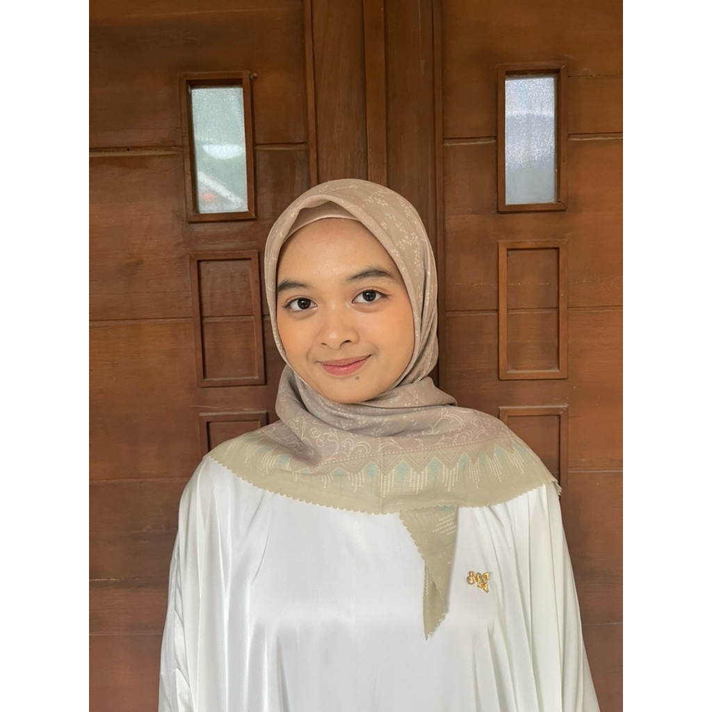 hijab voal motif ekslusif warna hijau coklat