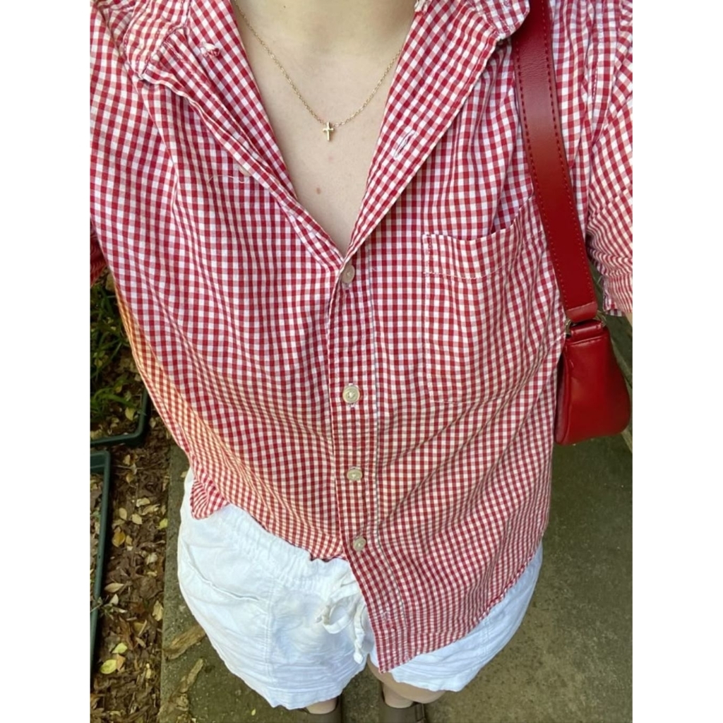 red plaid shirt
