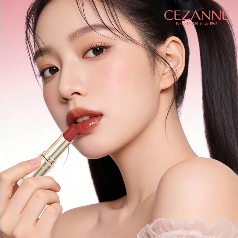 [In stock] CEZANNE Lasting Gloss Lip Gold tube high moisturizing lipstick Smooth texture Plump radia