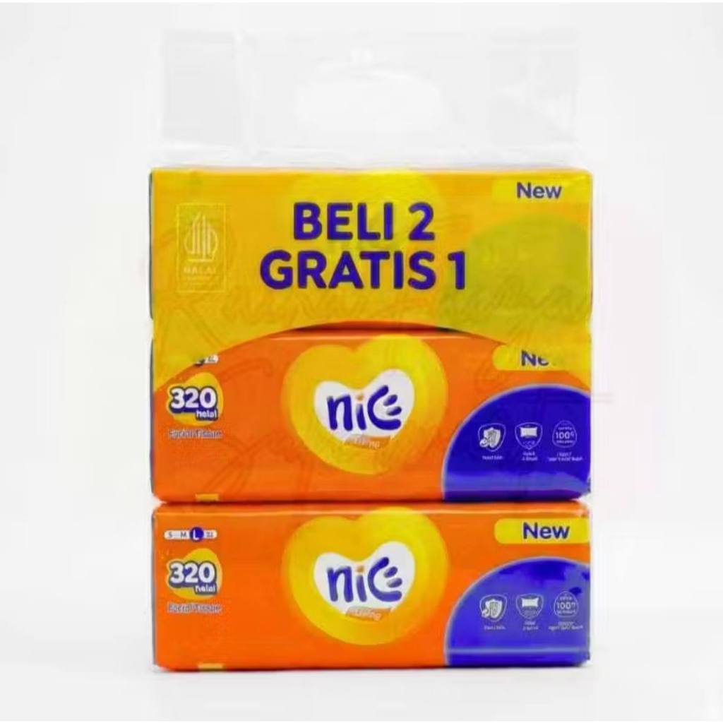 1 BANDED 3 PCS Tisu Nice Facial 320 Helai 2 Ply - Paket 3 Pack - Tisu Wajah Nice Murah Lembut Tisu B