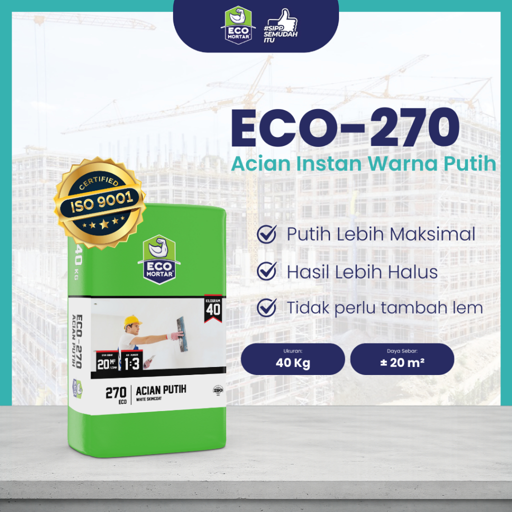 Semen Mortar Instan ECO - 270 Acian Putih 40kg