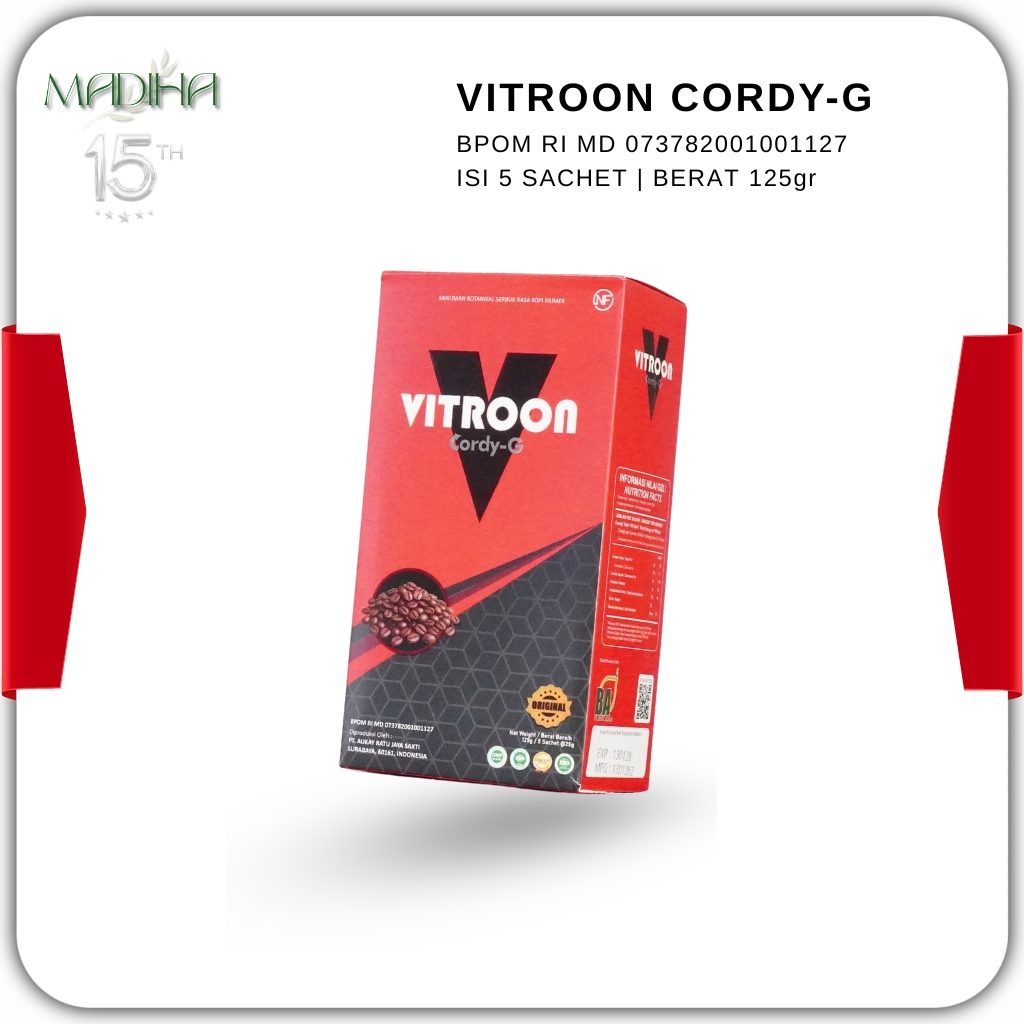 Vitroon Cordy-G Original 1& 5 Sachet - Kopi Instan Ekstrak Ginseng & Cordyceps - BPOM