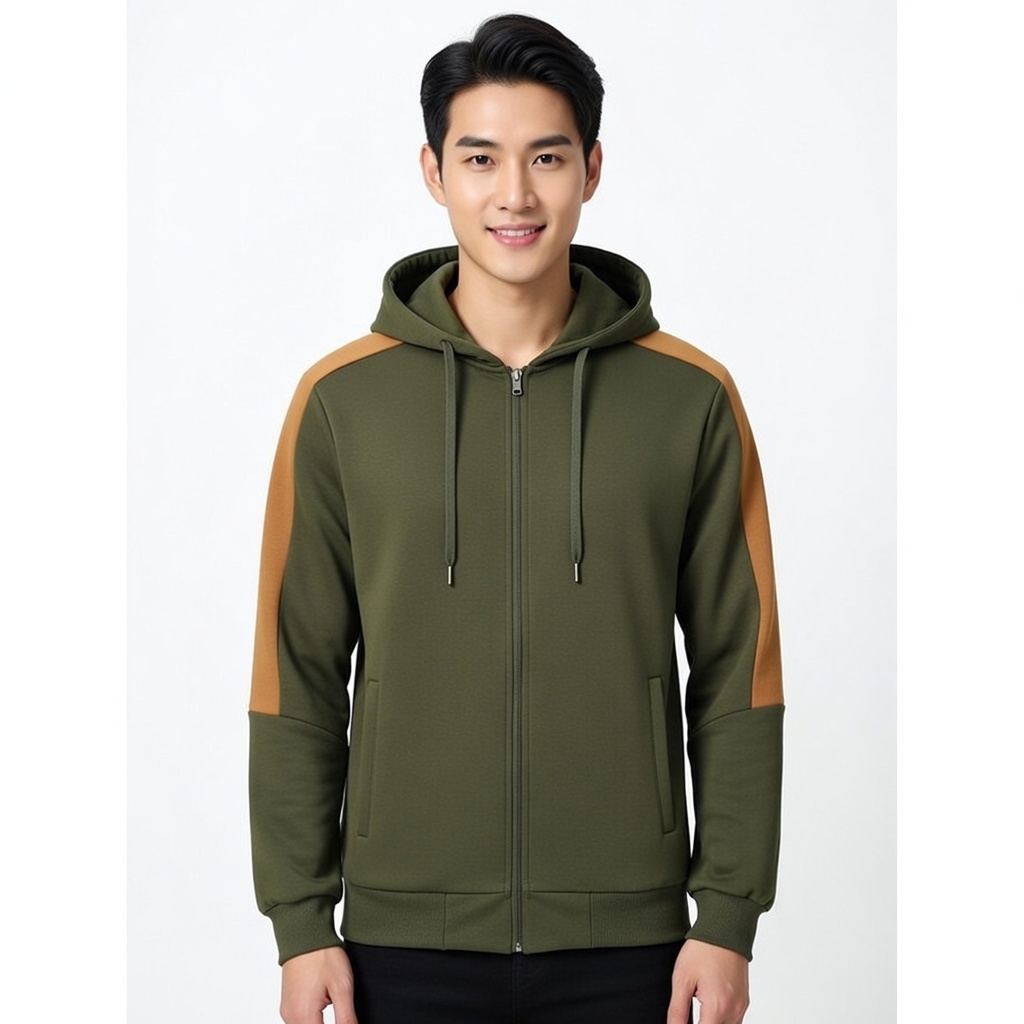 JAKET ZIPPER STRIP LENGAN ARMY  BIG SIZE DEWASA PRIA WANITA . JAKET PRIA WANITA ARMY.