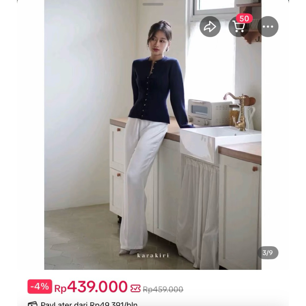 CARDIGAN KARA KIRI Navy Uk M