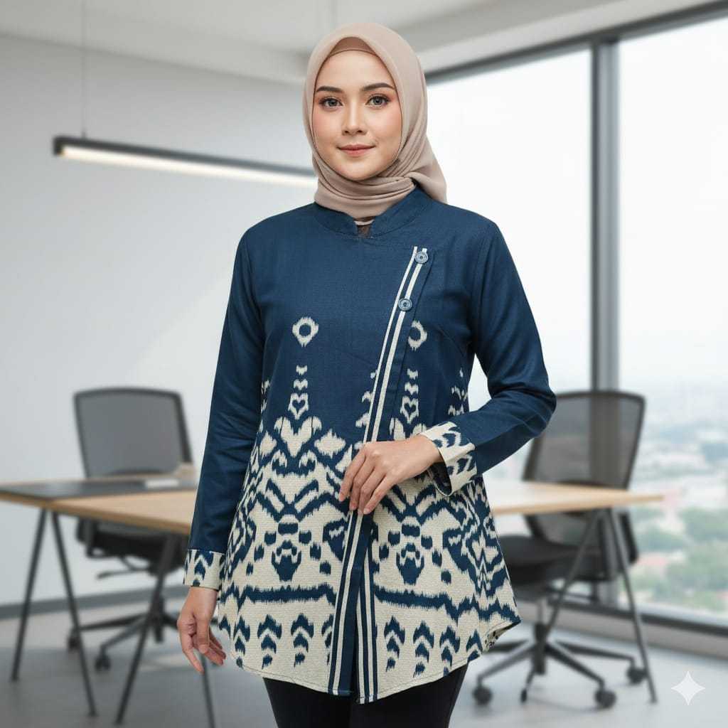 Tunik Batik Wanita Tunik Modern Atasan Batik Kekinian Bahan Katun Prima Motif Songket