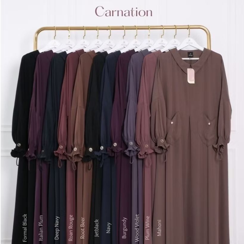 Afifathin ~ CARNATION Gamis Only Bahan New Fortaleza & Eliza Silk / Abaya Daily Casual Syari Santai 
