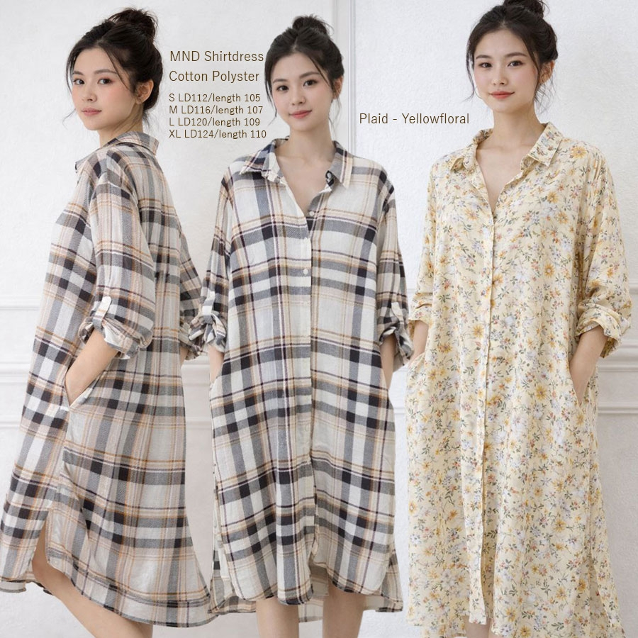 MINE MND SHIRT DRESS Pakaian Lengan Panjang Wanita