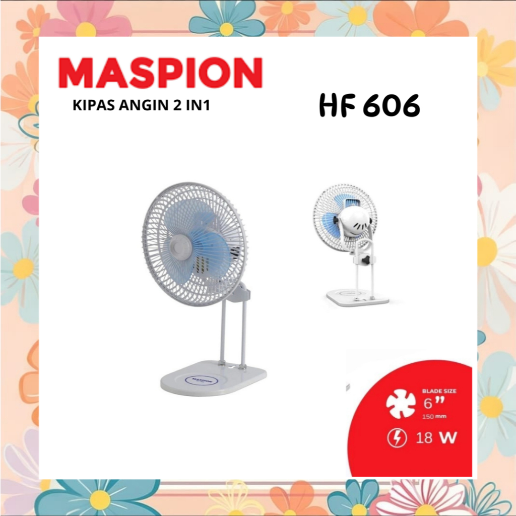 Maspion HF 606 HF606 Kipas Angin Dinding Meja 6 inch Desk Wall Fan Kecil