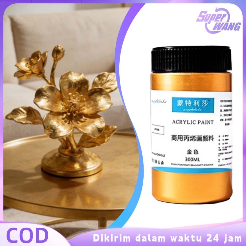 300ml Cat Metalik Emas Cat Warna Akrilik Cat Akrilik Metalik Anti Air Acrylic Paint