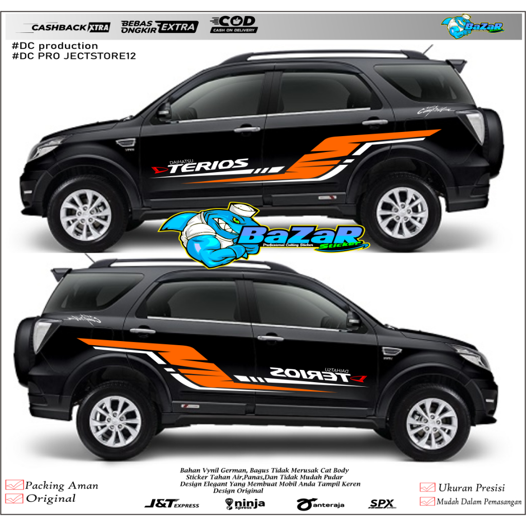 Promo stiker sticker cutting mobil terios stiker mobil daihatsu Terios 2013 up terbaru