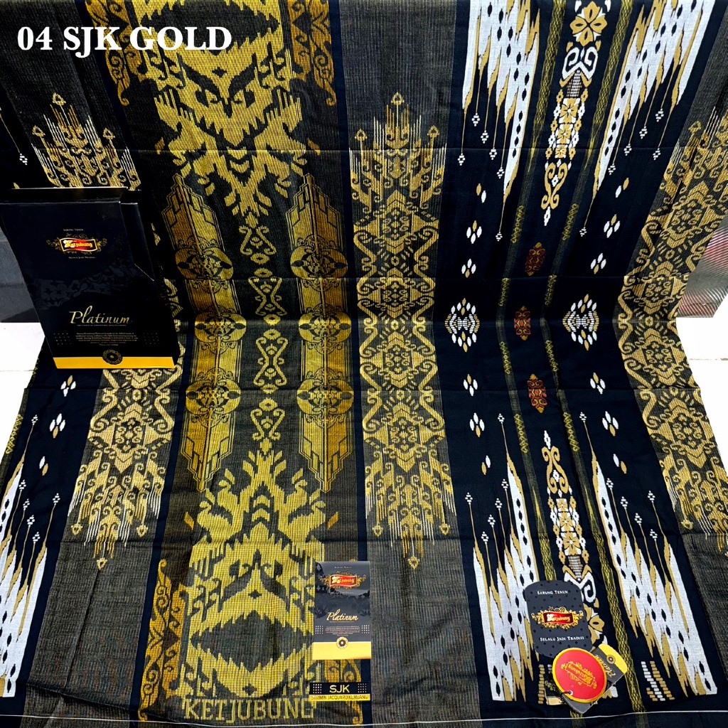 Sarung Ketjubung Platinum Grade Gold dan Silver Motif SPP GSI TIS DIS SJK JSD Hitam dan Putih