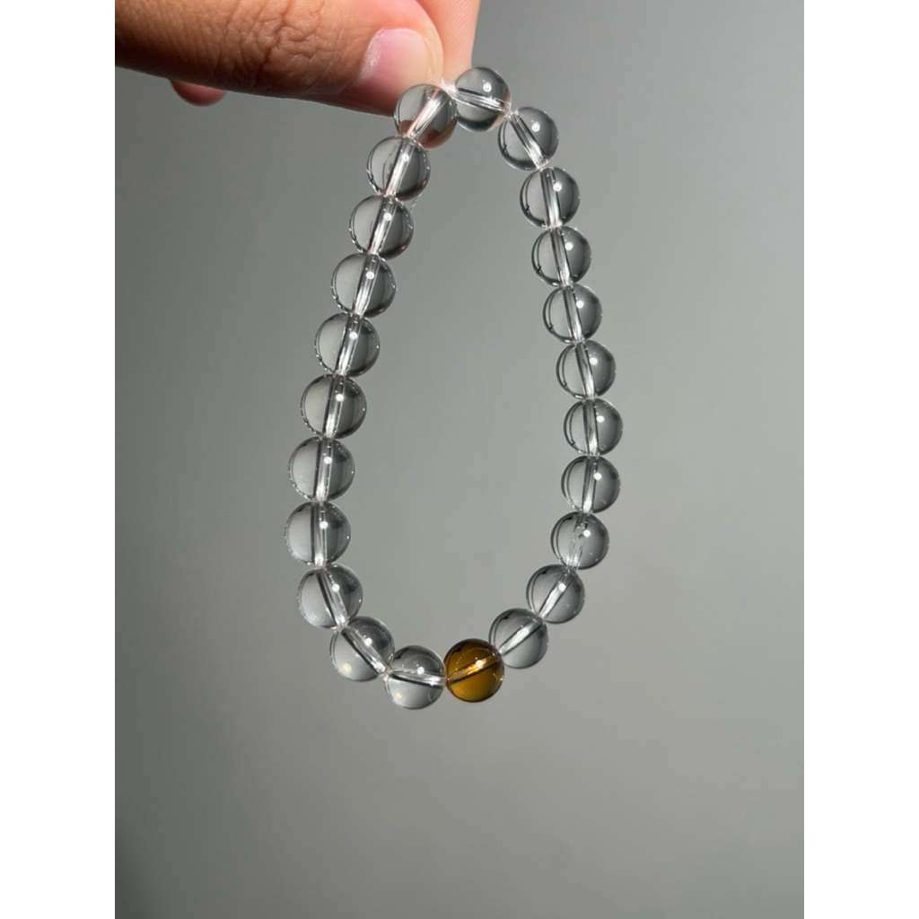 Gelang Clear Quartz x Honey Citrine / Light Citrine – Clarity & Abundance Bracelet