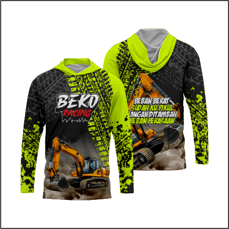 Baju Operator Excavator Lengan Panjang Kupluk Jersey Full Printing