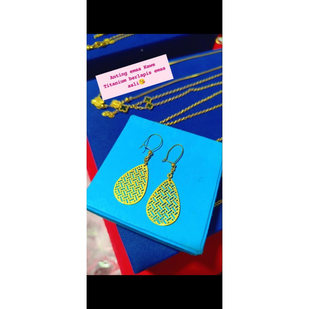 anting Dubai titanium asli berlapis emas asli 23 karat