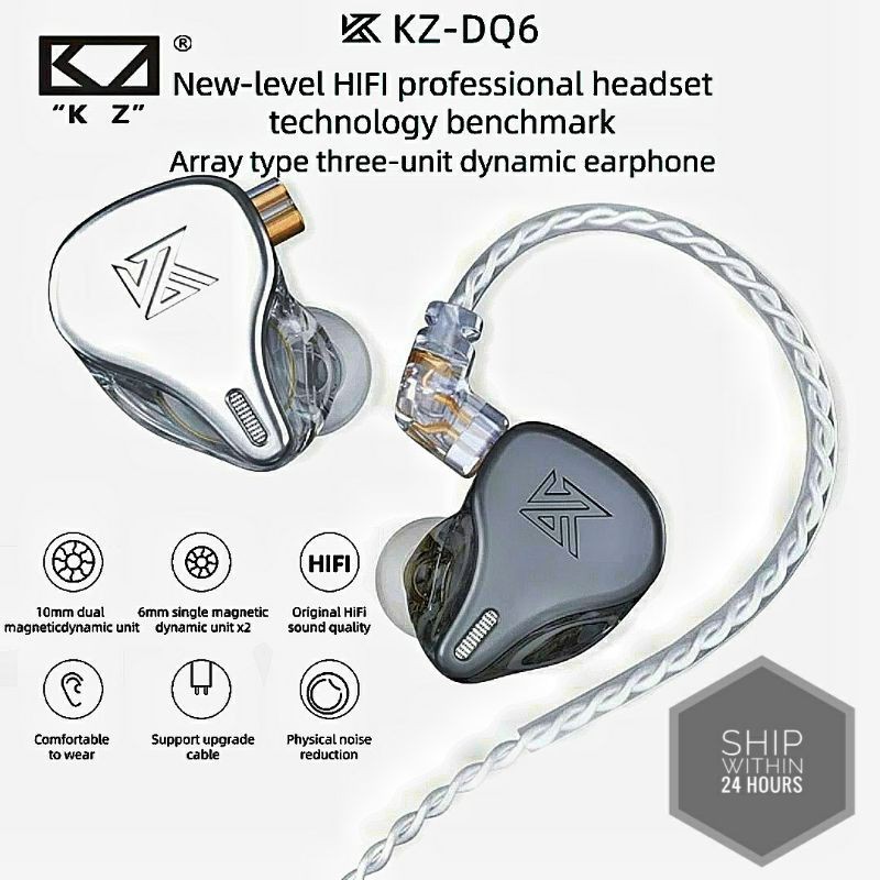 KZ DQ6 DQ6S Triple Dynamic Drivers - Earphone with MIC