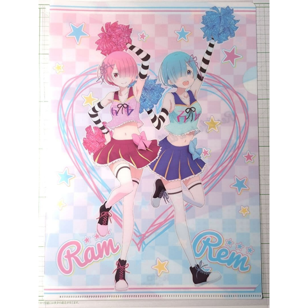 CLEAR FILE A4  Re:Zero -Starting Life in Another World RAM & REM cheerleader Sega SET OF 3