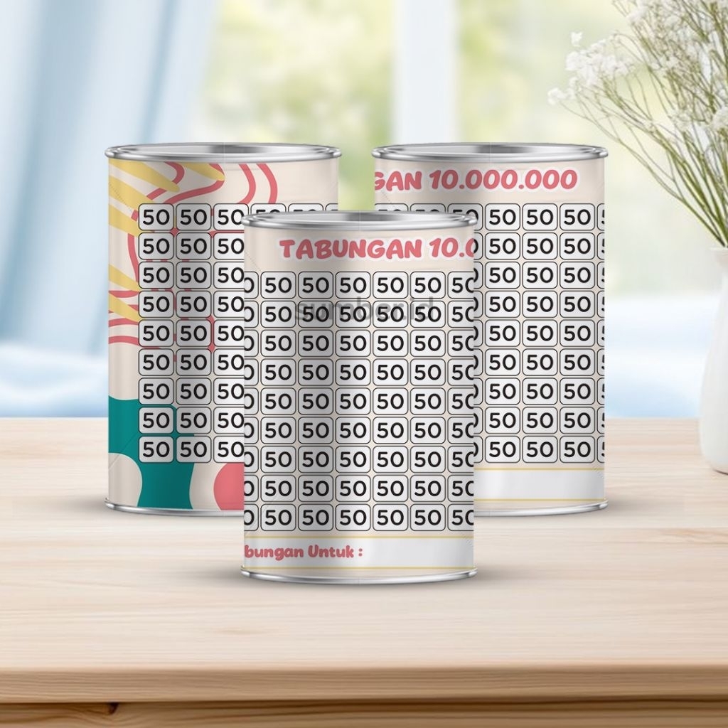 Celengan target 10juta pecahan 50ribu permanen buka tutup tabungan mini 50K GET 10JT ukuran 10 cm x 