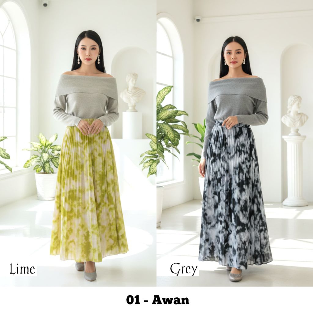 ROK PLISKET BUNGA PAYUNG/ROK PLIKSET PANJANG MOTIF KOREA/ROK PLIKSET BUNGA KOREA