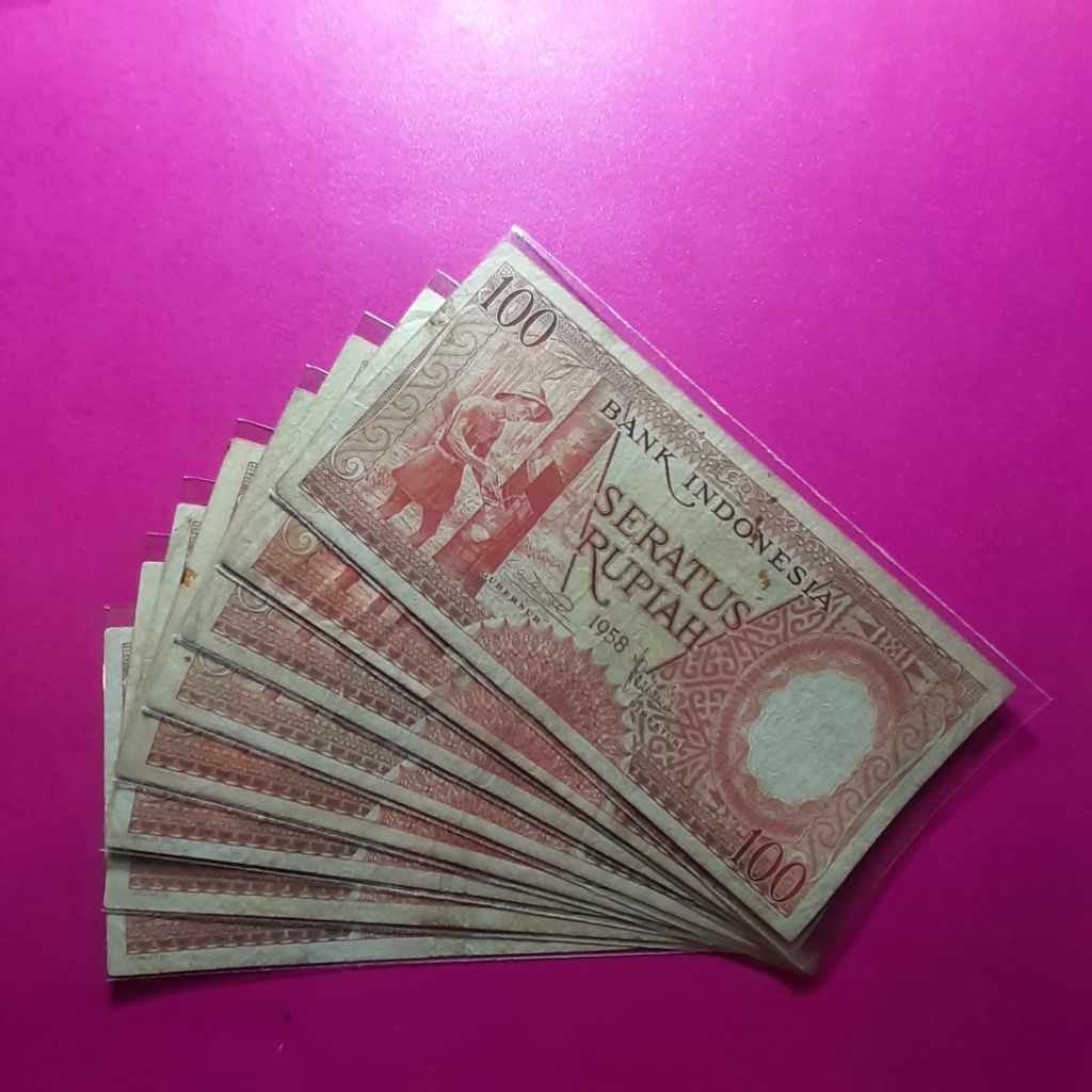 uang kuno 100 rupiah pekerja 1958