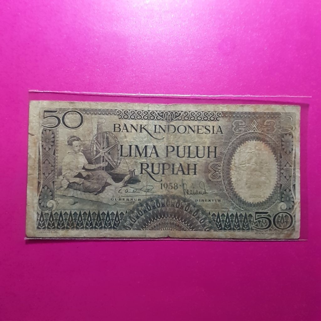 uang kuno 50 rupiah pekerja 1958