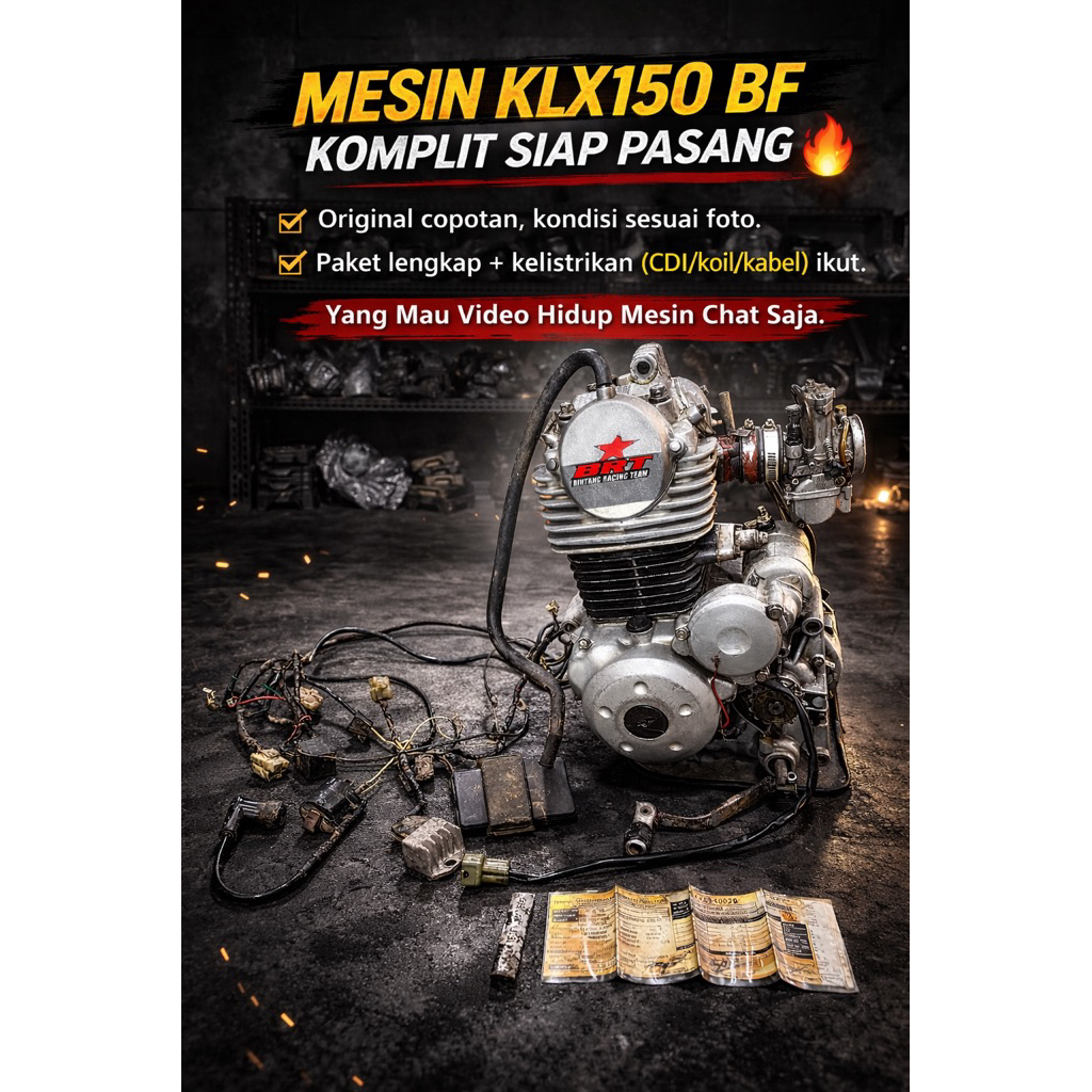 Mesin set klx150 bf original copotan motor