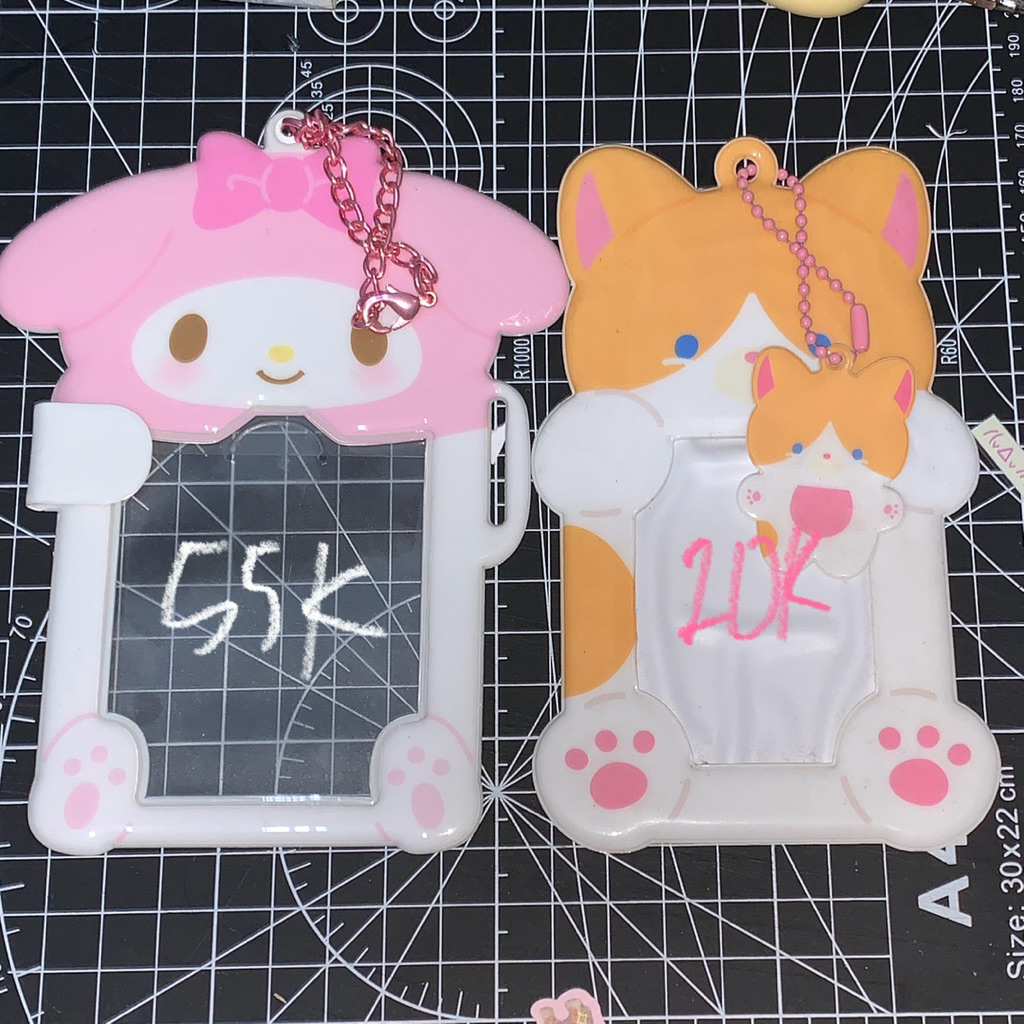 [preloved] photocard holder sanrio my melody (ori), ourmotif cat & ourmotif denim — cahol pc