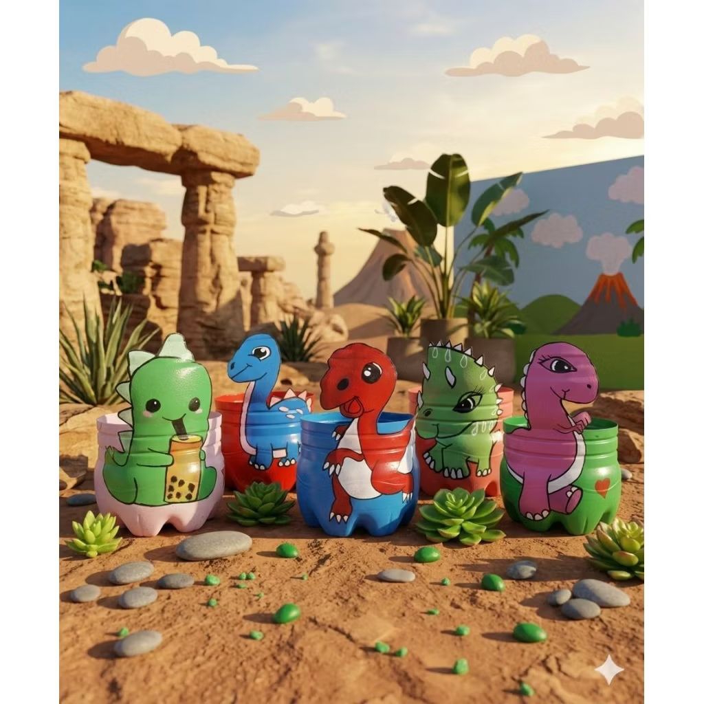 Pot Dinosaurus Gemoy - Pot Tanaman Galon Bekas Le Minerale Kreatif