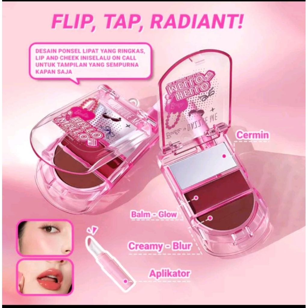 Barbie X Dazzle Me Hello Mello Lip & Cheek Palette 2 in 1