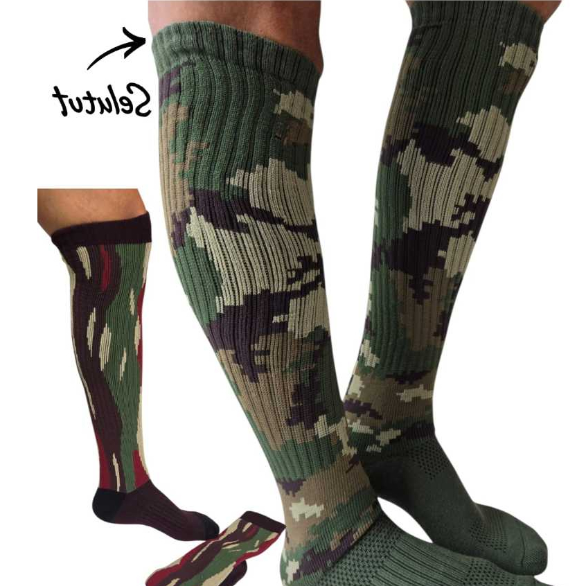 Kaos Kaki Katun Loreng Hijau Tebal PDL Panjang Selutut TNI Kostrad Kopasus Formal Termurah