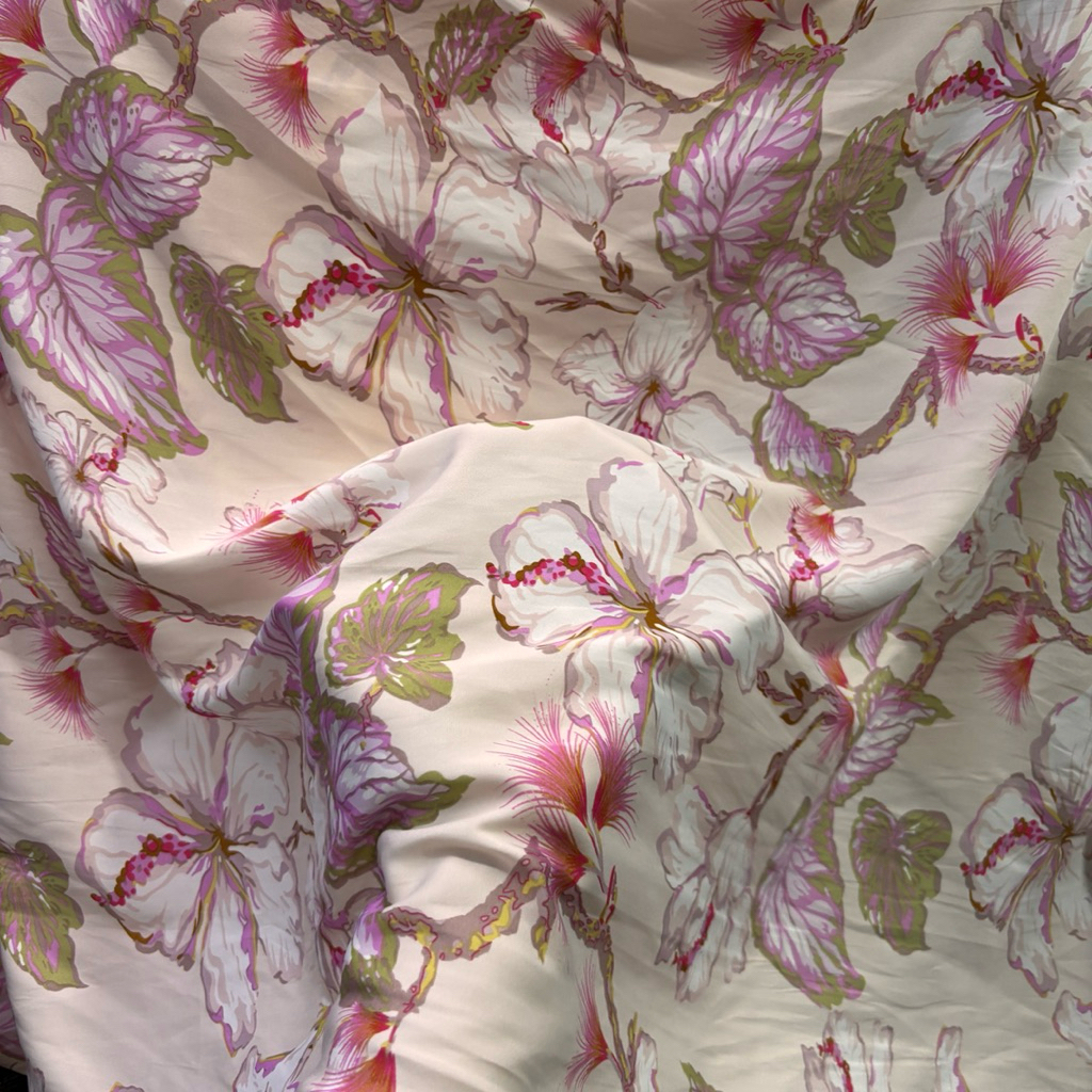 Kain Satin Silk Premium Meteran Motif Bunga Vintage Floral Silk - Bahan Gamis Dress Tunik Bridesmaid